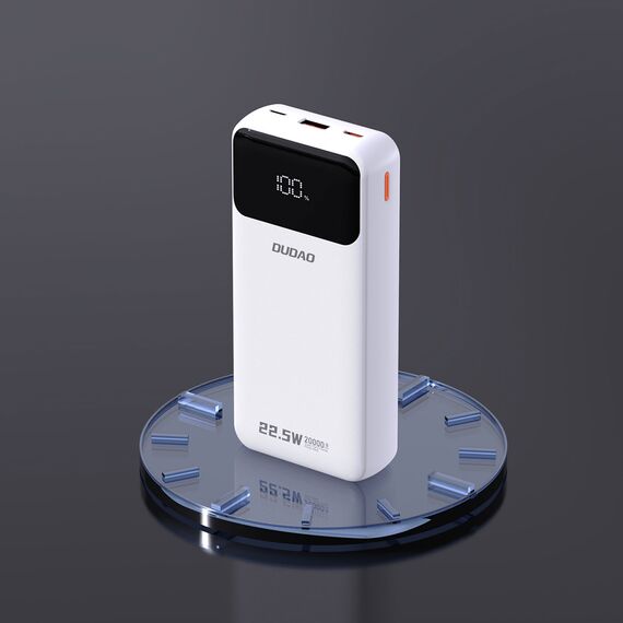 Dudao K15Pro Power Bank 20000mAh 22.5W PD USB-C / USB-A / Built-in Lightning and USB-C Cables - White - Travel Chargers - Smartphone Chargers - Techbox