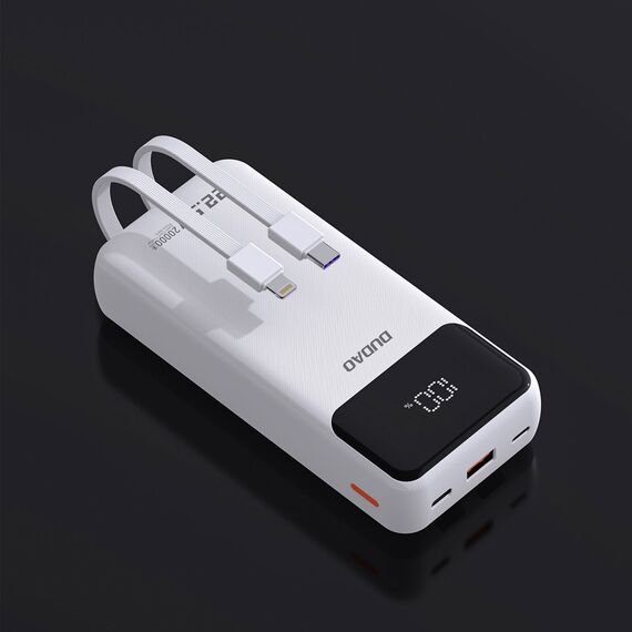 Dudao K15Pro Power Bank 20000mAh 22.5W PD USB-C / USB-A / Built-in Lightning and USB-C Cables - White - Travel Chargers - Smartphone Chargers - Techbox