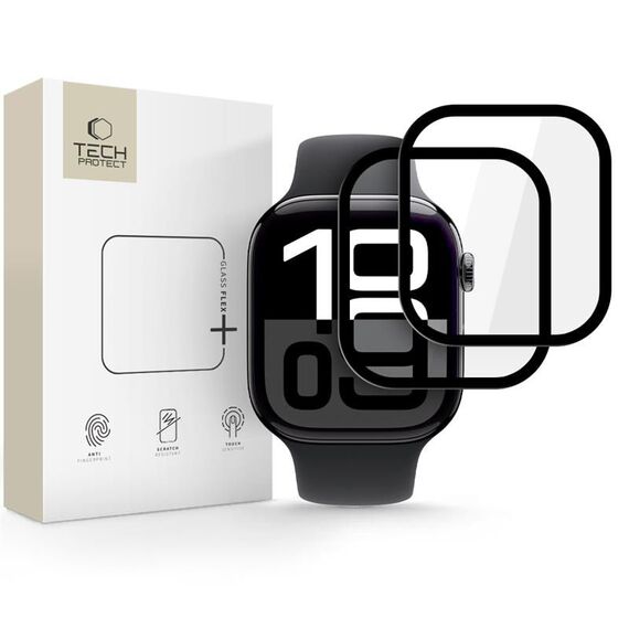 Tech-Protect Glass Flex+ Hybrid Glass 2-pack for Apple Watch 10 46mm - Black | Techbox