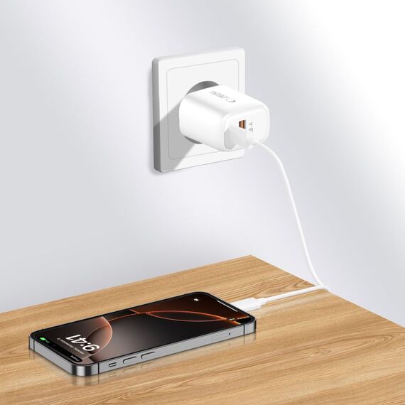 Tech-Protect NCA20 PD 20W QC3.0 USB-A / USB-C Wall Charger + USB-C / USB-C Cable 100cm - White - Cables & Adapters - Cables & Accessories - Techbox