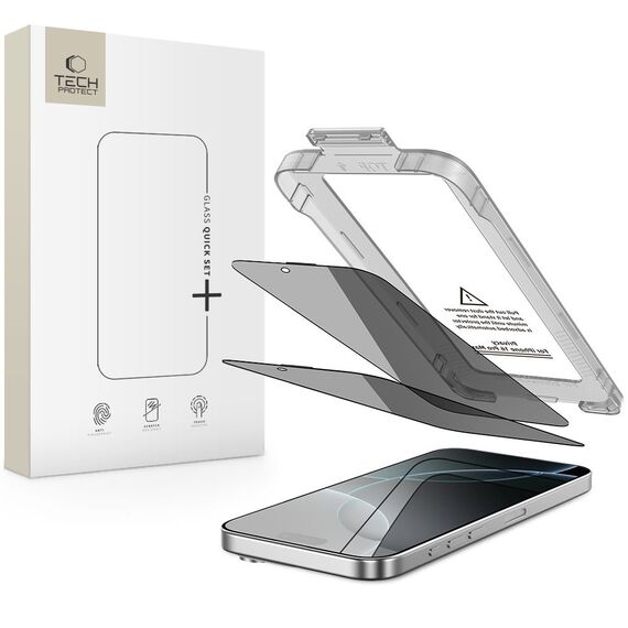 Tech-Protect Quick Set Spy+ Privacy Glass 2-pack for iPhone 16 Pro Max