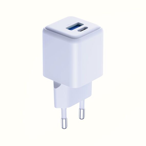 3mk Hyper GaN Charger 20W QC4+ PD PPS USB-C USB-A Wall Charger - White