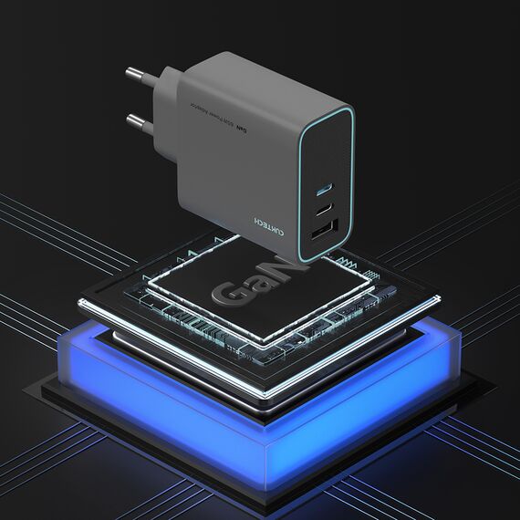Cuktech CUKAD653EUGR 65W GaN Wall Charger 2 x USB-C 1 x USB-A - Gray - Travel Chargers - Smartphone Chargers - Techbox