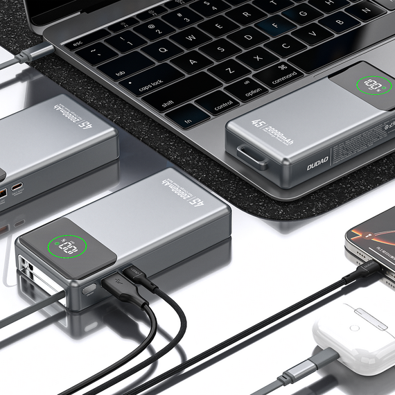 Dudao K31 Pro 45W 20000mAh Power Bank with Built-in Retractable USB-C Cable - Gray - Travel Chargers - Smartphone Chargers - Techbox