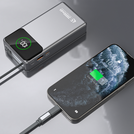 Dudao K31 Pro 45W 20000mAh Power Bank with Built-in Retractable USB-C Cable - Gray - Travel Chargers - Smartphone Chargers - Techbox
