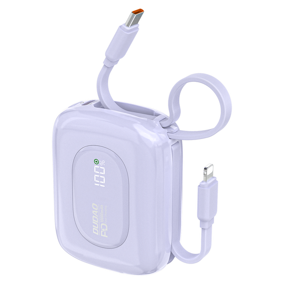 Dudao K32 22.5W 10000 mAh Powerbank with Built-in USB-C/ Lightning Cable - Purple | Techbox
