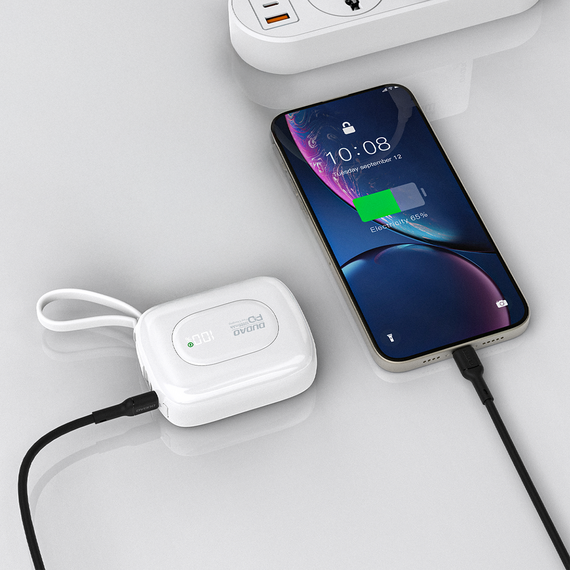 Dudao K32 22.5W 10000 mAh Powerbank with Built-in USB-C/ Lightning Cable - White | Techbox