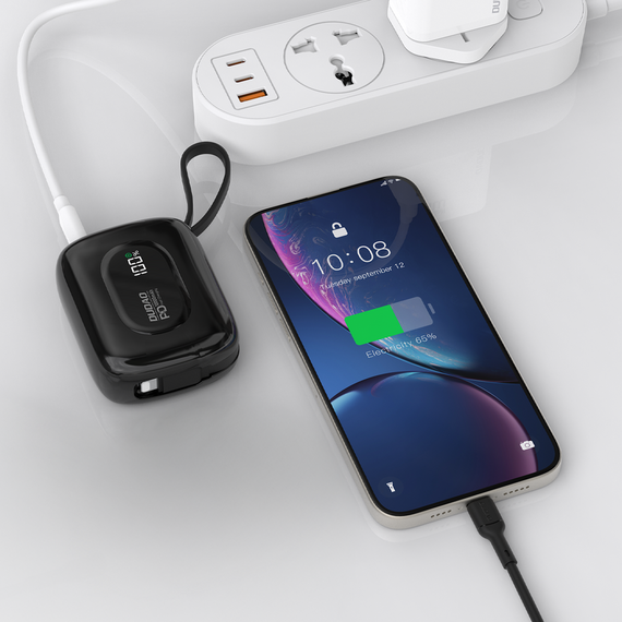 Dudao K32 Powerbank 22.5W 10000 mAh with Built-in USB-C/ Lightning Cable - Black | Techbox