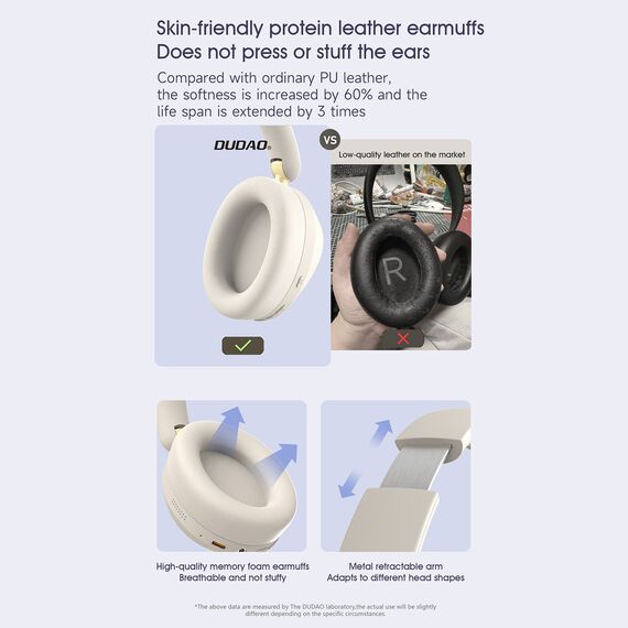 Dudao X22 Max Wireless On-Ear Bluetooth Headphones with ANC - Beige - Headsets - Speakers & Headphones - Techbox