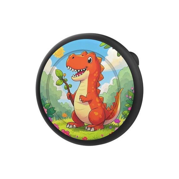 AirTag badge case - black with dinosaur print | Techbox