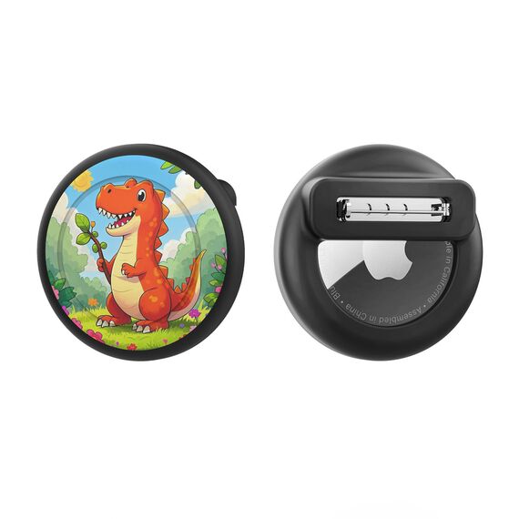 AirTag badge case - black with dinosaur print | Techbox