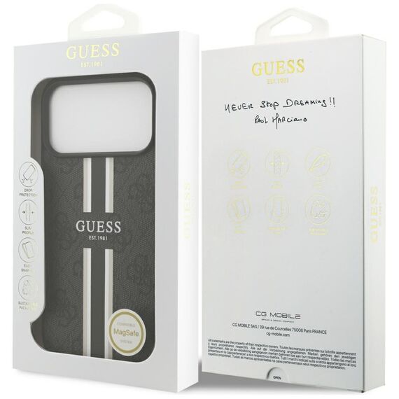 Guess 4G Printed Stripes MagSafe case for iPhone 17 Pro Max - black - Uncategorized Cases (2) - Cases - Techbox