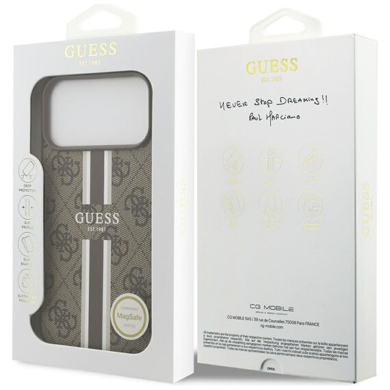 Guess 4G Printed Stripes MagSafe case for iPhone 17 Pro Max - brown - Uncategorized Cases (2) - Cases - Techbox