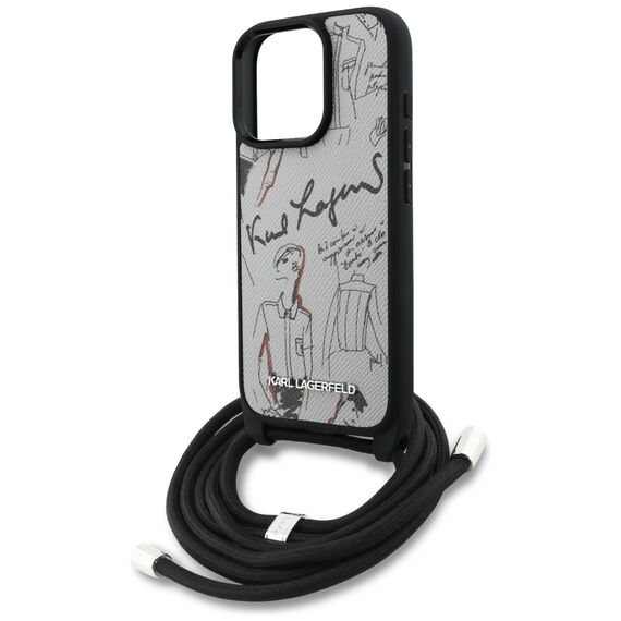 Karl Lagerfeld Crossbody Grained Pattern &amp; Logo Case for iPhone 16 Pro - Gray | Techbox
