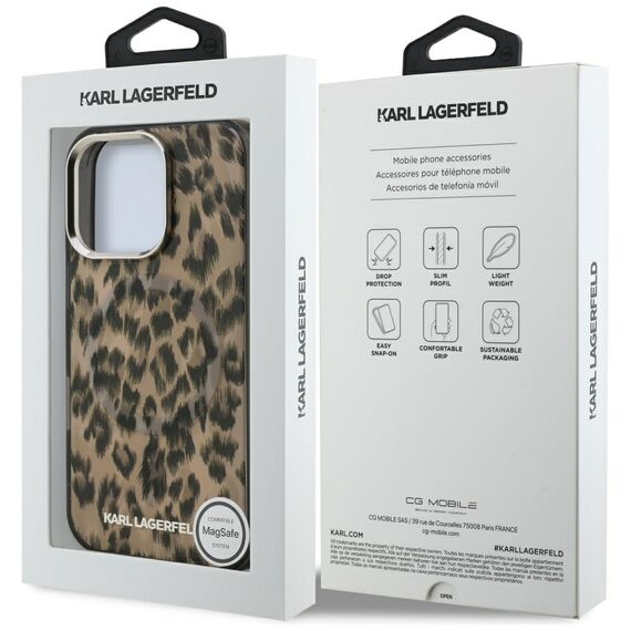 Karl Lagerfeld IML Leopard Pattern MagSafe Case for iPhone 16 Pro Max - Brown | Techbox