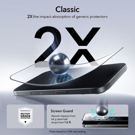 ESR UltraFit Tempered Glass 2-pack for iPhone 16 Pro / 17 - transparent | Techbox
