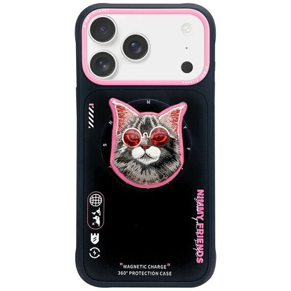 Nimmy Glasses Cool Cat MagSafe Case for iPhone 17 - Black and Pink | Techbox