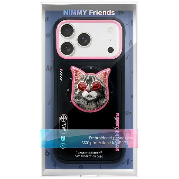 Nimmy Glasses Cool Cat MagSafe Case for iPhone 17 - Black and Pink | Techbox