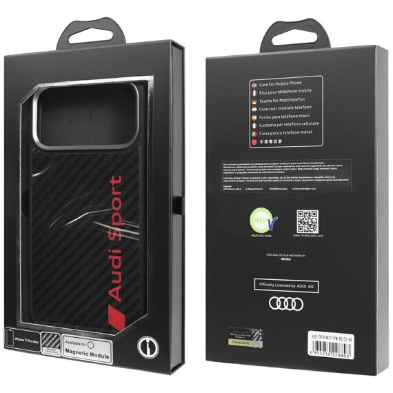 Audi R8 Carbon Fiber MagSafe Case for iPhone 17 Pro Max - Black | Techbox