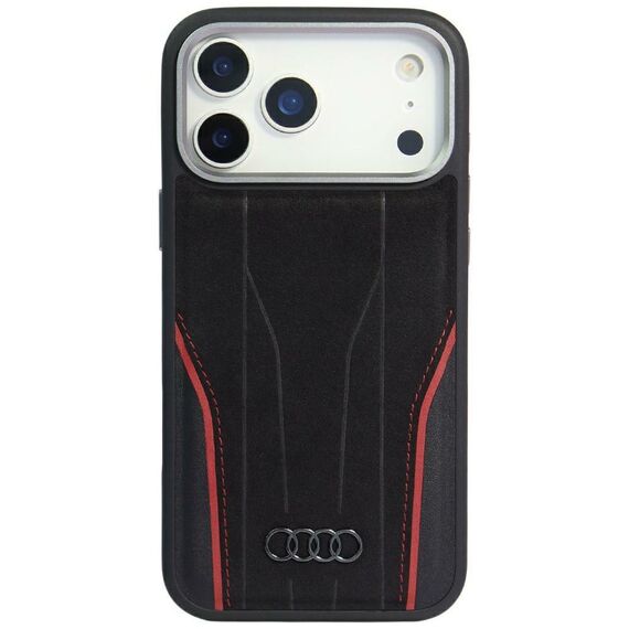 Audi R8 Genuine Leather MagSafe Case for iPhone 17 Pro - Black and Red - Apple Cases - Cases - Techbox