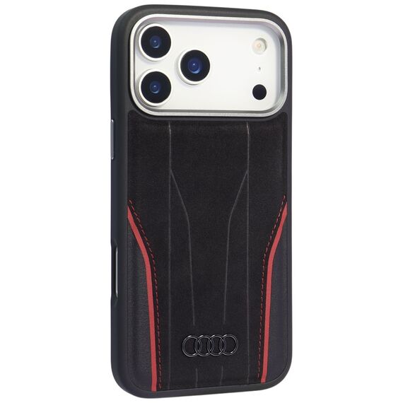 Audi R8 Genuine Leather MagSafe Case for iPhone 17 Pro - Black and Red - Apple Cases - Cases - Techbox