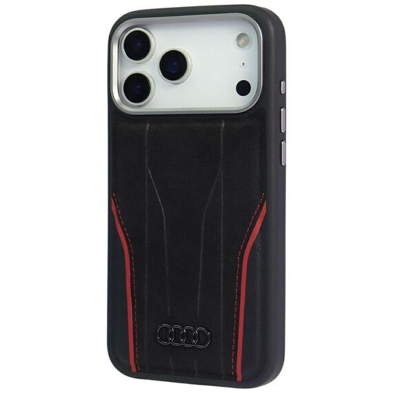 Audi R8 Genuine Leather MagSafe Case for iPhone 17 Pro - Black and Red - Apple Cases - Cases - Techbox