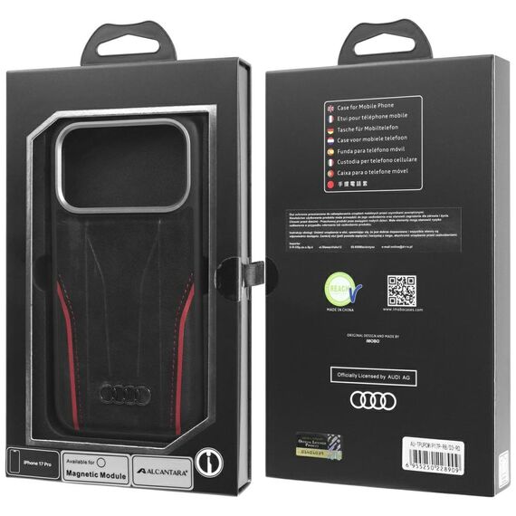 Audi R8 Genuine Leather MagSafe Case for iPhone 17 Pro - Black and Red - Apple Cases - Cases - Techbox
