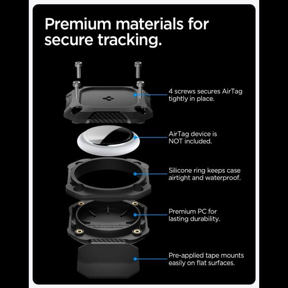 Spigen Tough Armor Case for AirTag 1/2 - Black - Uncategorized Cases (2) - Cases - Techbox