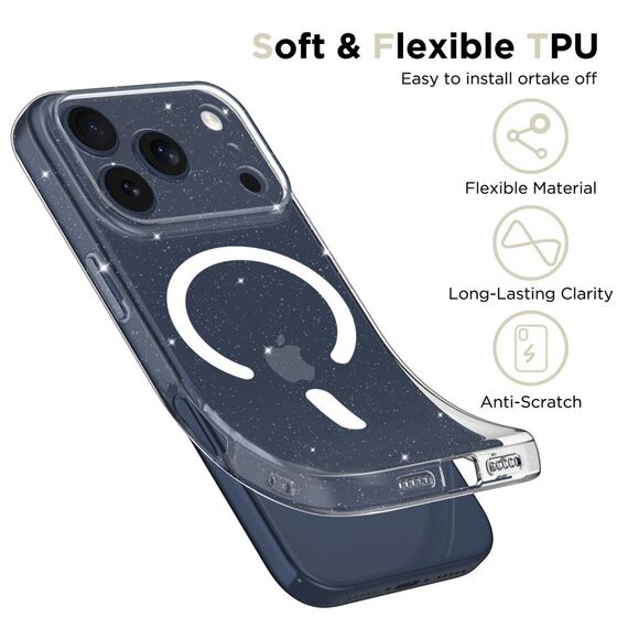 Tech-Protect FlexAir MagSafe Case for iPhone 17 Pro Max - Clear Glitter | Techbox