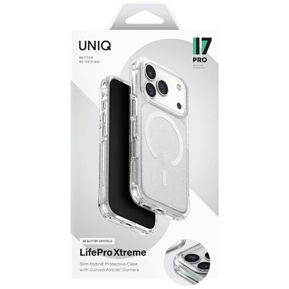 Uniq LifePro Xtreme Magclick Charging Case for iPhone 17 Pro - Clear-Glitter - Apple Cases - Cases - Techbox