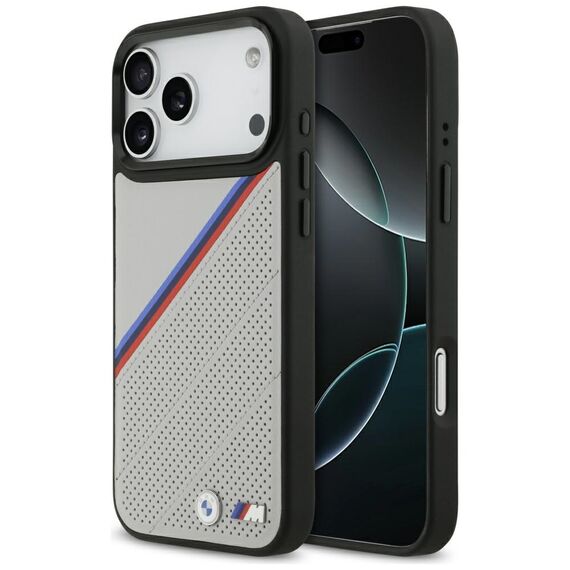 BMW M Tricolor Metal Logo MagSafe Case for iPhone 17 Pro Max - Gray | Techbox