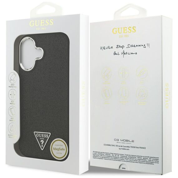 Guess Glitter Triangle Logo MagSafe Case for iPhone 17 - Black - Uncategorized Cases (2) - Cases - Techbox