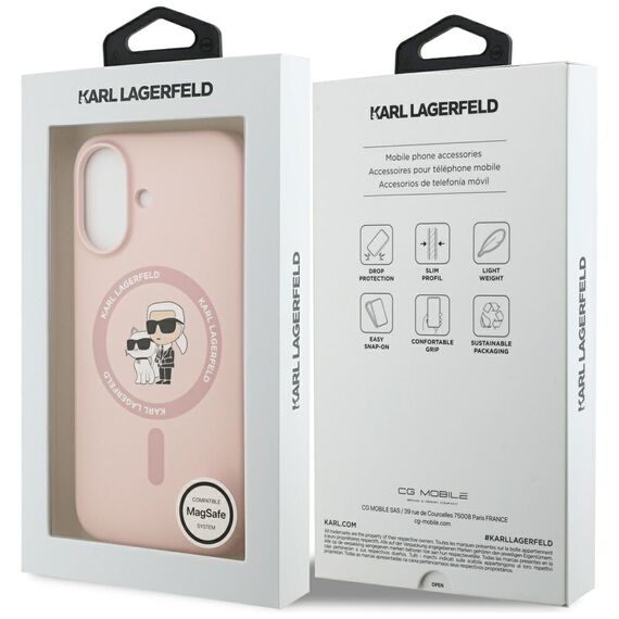 Karl Lagerfeld Silicone Karl&amp;Choupette Ring MagSafe Case for iPhone 17 - Pink | Techbox