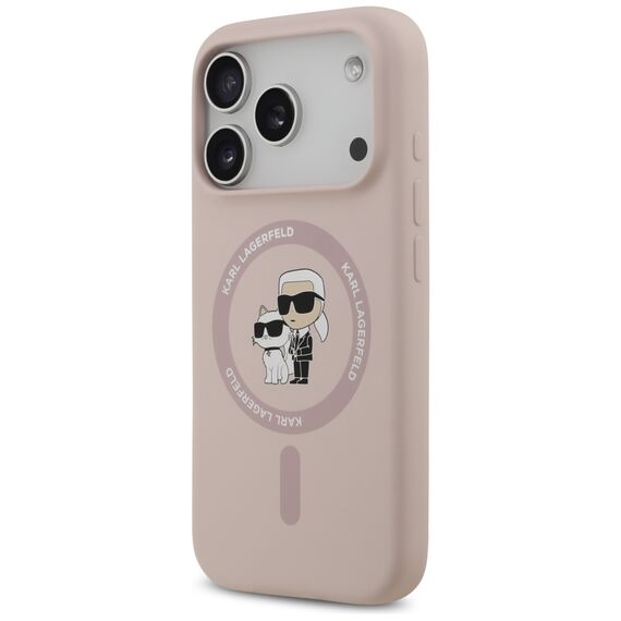 Karl Lagerfeld Silicone Karl&amp;Choupette Ring MagSafe Case for iPhone 17 Pro - Pink - Apple Cases - Cases - Techbox