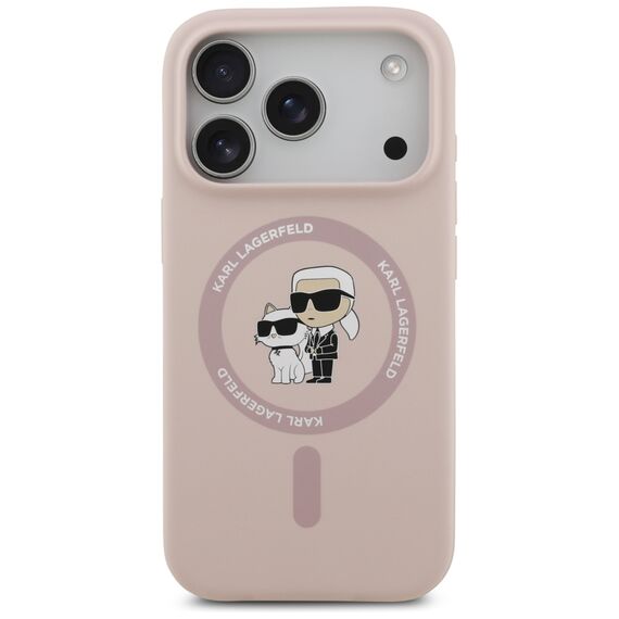 Karl Lagerfeld Silicone Karl&amp;Choupette Ring MagSafe Case for iPhone 17 Pro - Pink - Apple Cases - Cases - Techbox
