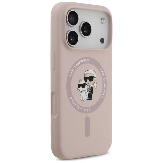 Karl Lagerfeld Silicone Karl&amp;Choupette Ring MagSafe Case for iPhone 17 Pro - Pink - Apple Cases - Cases - Techbox
