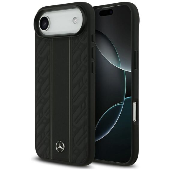 Mercedes Leather Laurel Leaves Stripes MagSafe Case for iPhone 17 Air - Black | Techbox