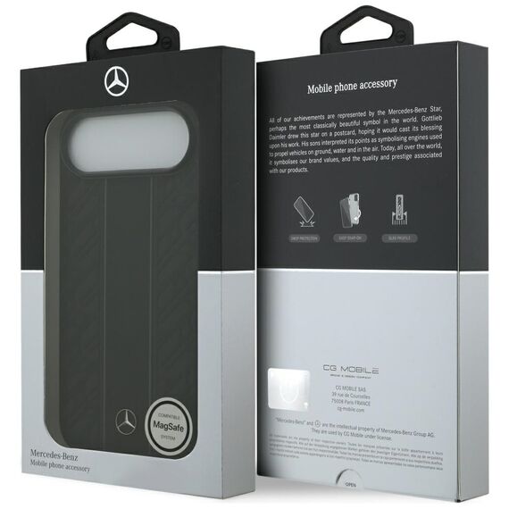 Mercedes Leather Laurel Leaves Stripes MagSafe Case for iPhone 17 Air - Black | Techbox