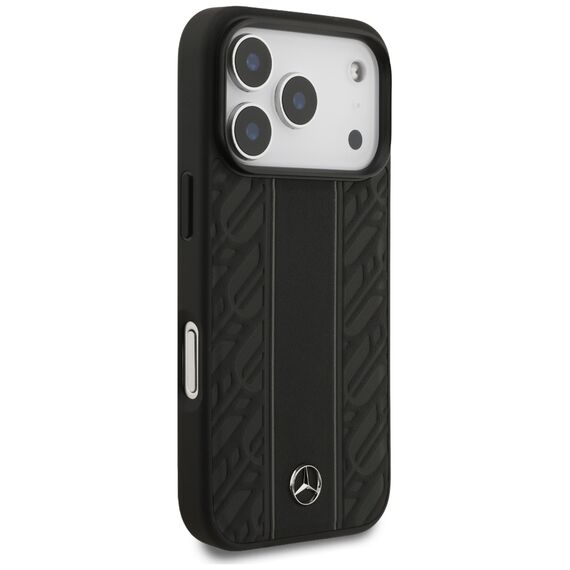Mercedes Leather Laurel Leaves Stripes MagSafe Case for iPhone 17 Pro - Black | Techbox