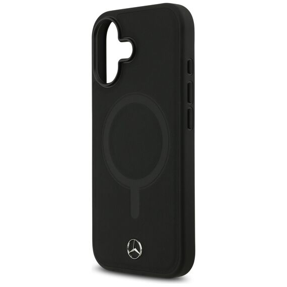 Mercedes Plain Smooth Leather MagSafe case for iPhone 17 - black | Techbox