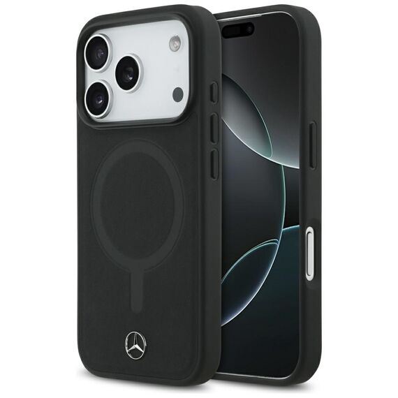 Mercedes Plain Smooth Leather MagSafe Case for iPhone 17 Pro - Black | Techbox