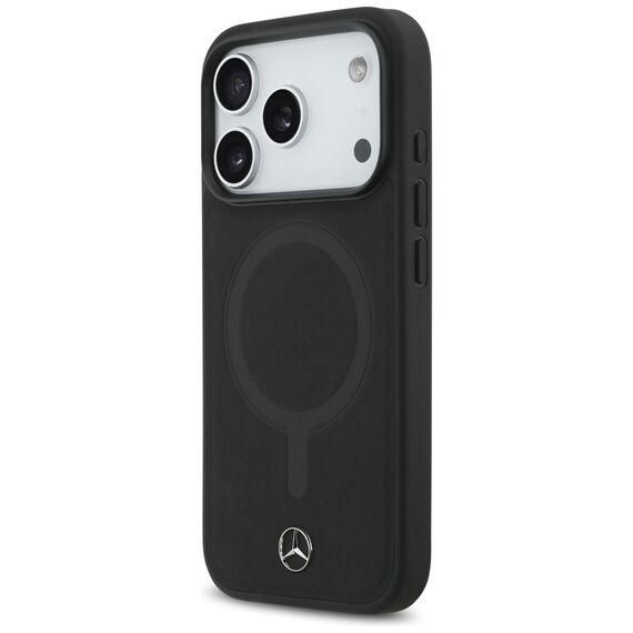 Mercedes Plain Smooth Leather MagSafe Case for iPhone 17 Pro - Black | Techbox