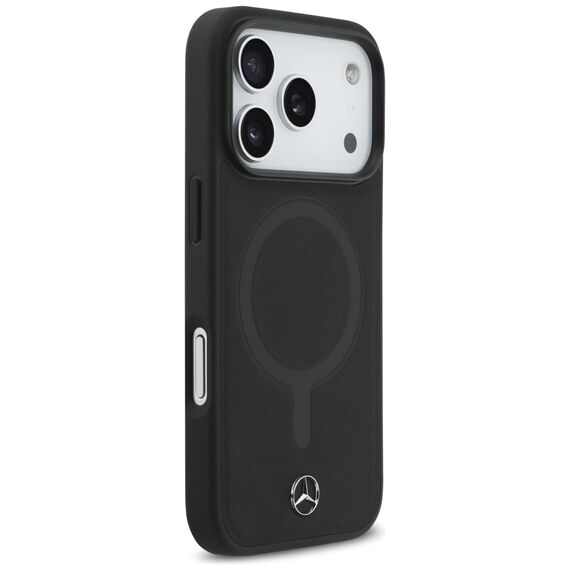 Mercedes Plain Smooth Leather MagSafe Case for iPhone 17 Pro - Black | Techbox