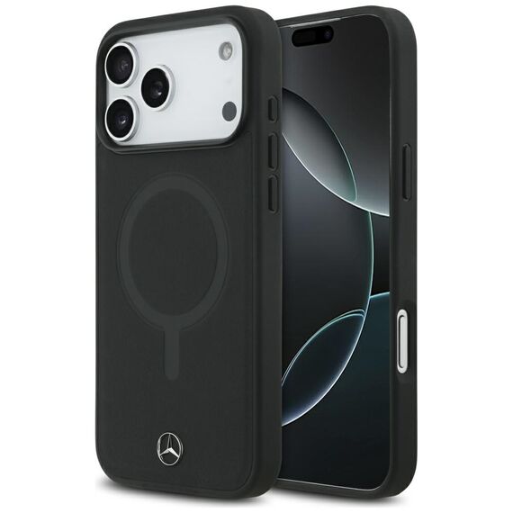 Mercedes Plain Smooth Leather MagSafe Case for iPhone 17 Pro Max - Black | Techbox