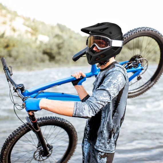 Wozinsky Full Face Bike Helmet with Chin Guard M - Black - Bicycle - Sports & Fitness - Techbox