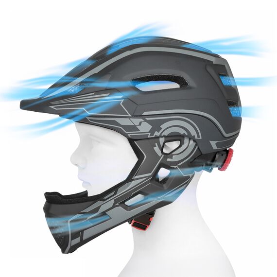 Wozinsky Kids' Full Face Bike Helmet with USB Rear Light S - Gray - Bicycle - Sports & Fitness - Techbox