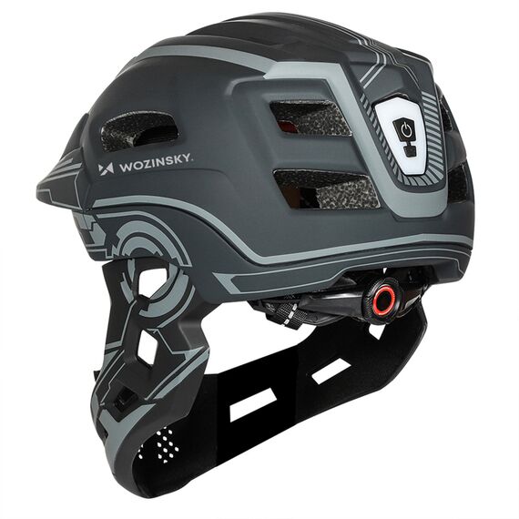 Wozinsky Kids' Full Face Bike Helmet with USB Rear Light S - Gray - Bicycle - Sports & Fitness - Techbox
