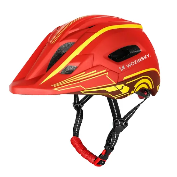 Wozinsky Kids' Full Face Bike Helmet with USB Rear Light S - Red and Yellow - Bicycle - Sports & Fitness - Techbox