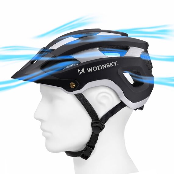 Wozinsky lightweight MTB bike helmet L - black and silver | Techbox