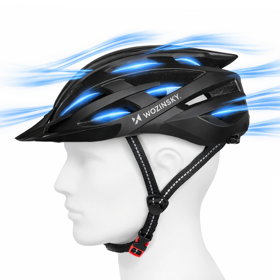Wozinsky MTB Bike Helmet with USB Rear Light M - Black | Techbox